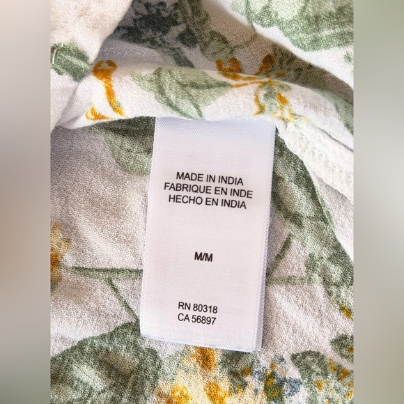 LUCKY BRAND Blouse Sz M Floral Smock Front LS Peasant Boho Soft Tunic Top - Picture 13 of 14